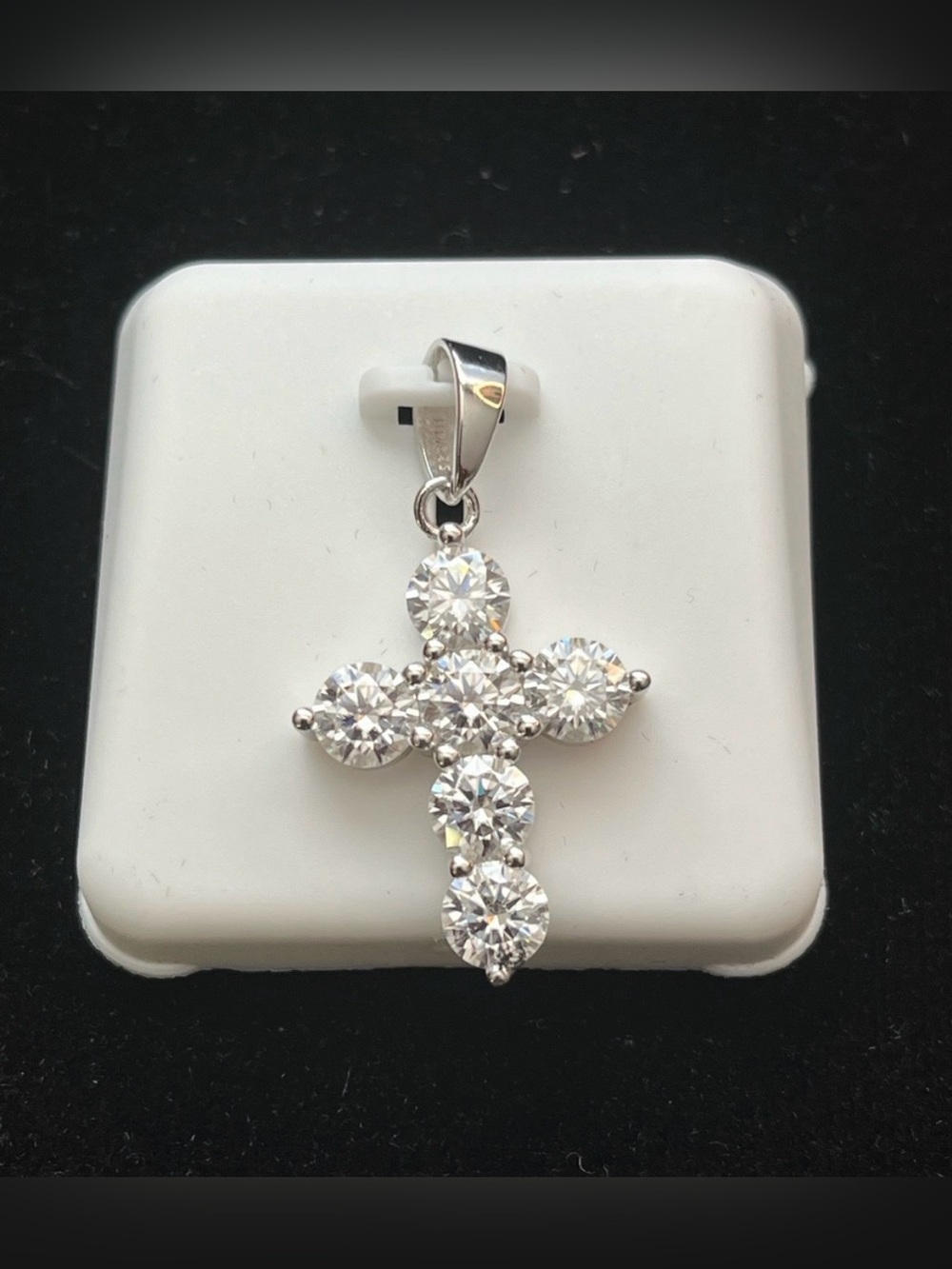 3 CTW Moissanite Cross Pendant 925 Sterling Silver New With Tag